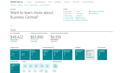 Business Central Functionaliteiten