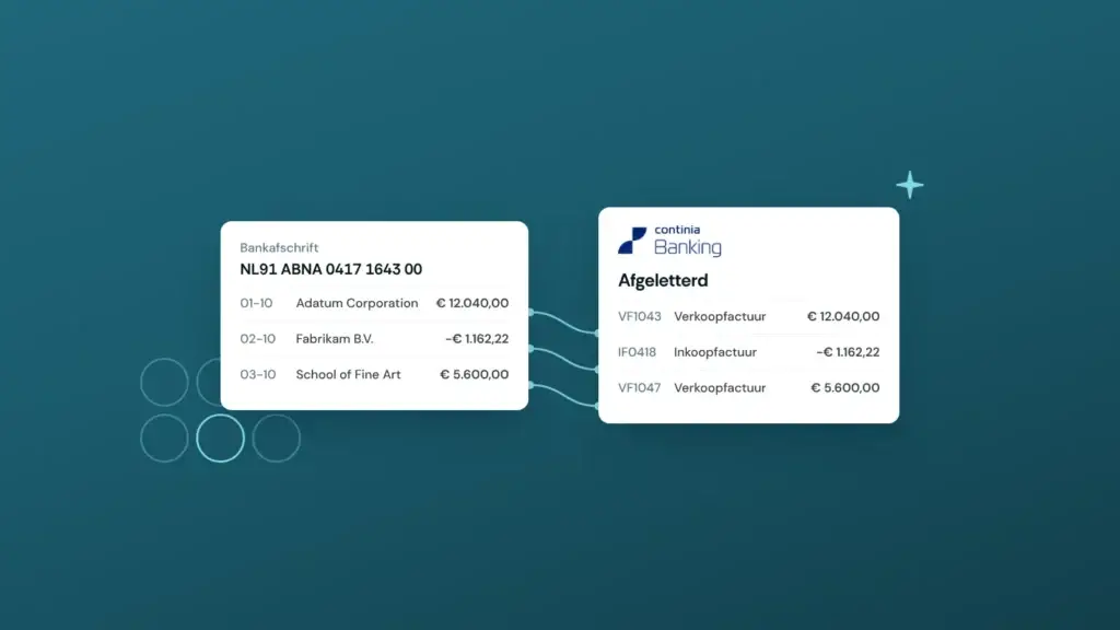 Bankregels die met Continia Banking automatisch worden afgeletterd tegen open posten