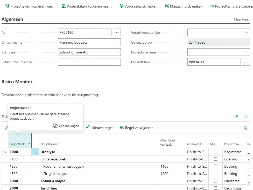 Schermafbeelding De Saak Projecten: Projecttemplates voor een vliegende start