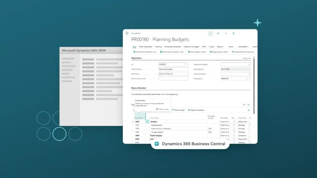 Overstap van een verouderd Dynamics NAV-scherm naar een projectkaart in Business Central